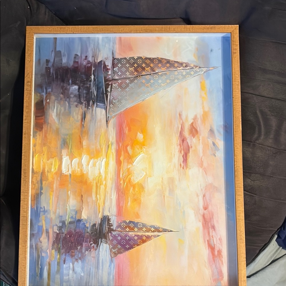 Vibrant Orange and Blue Abstract Painting